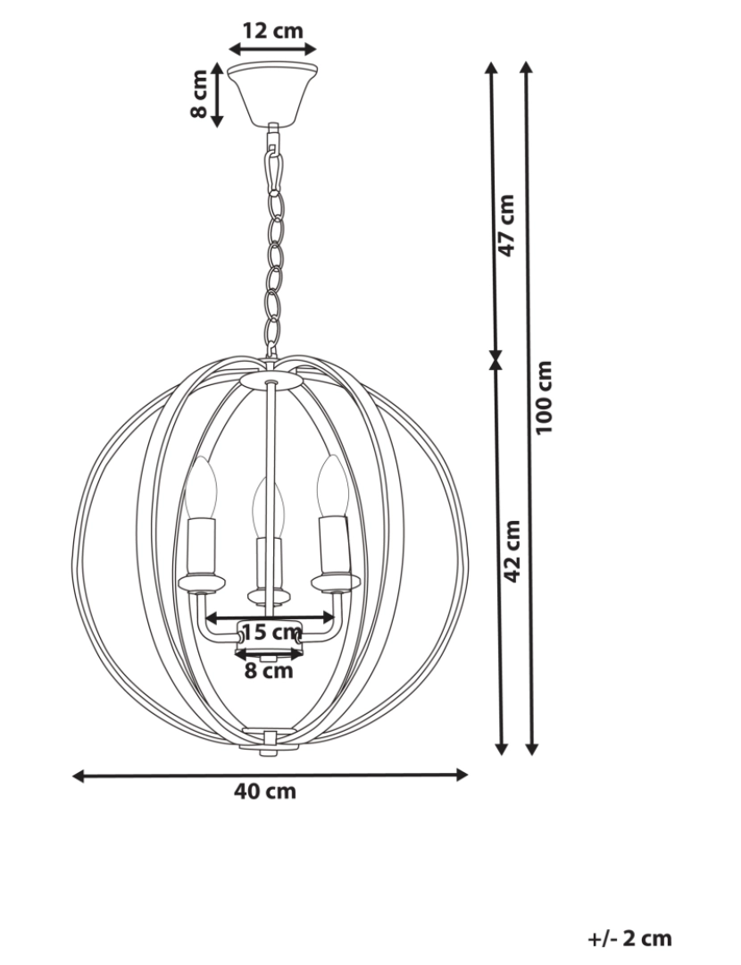 Beliani - Lustre para 3 lâmpadas em metal prateado TENOIRO