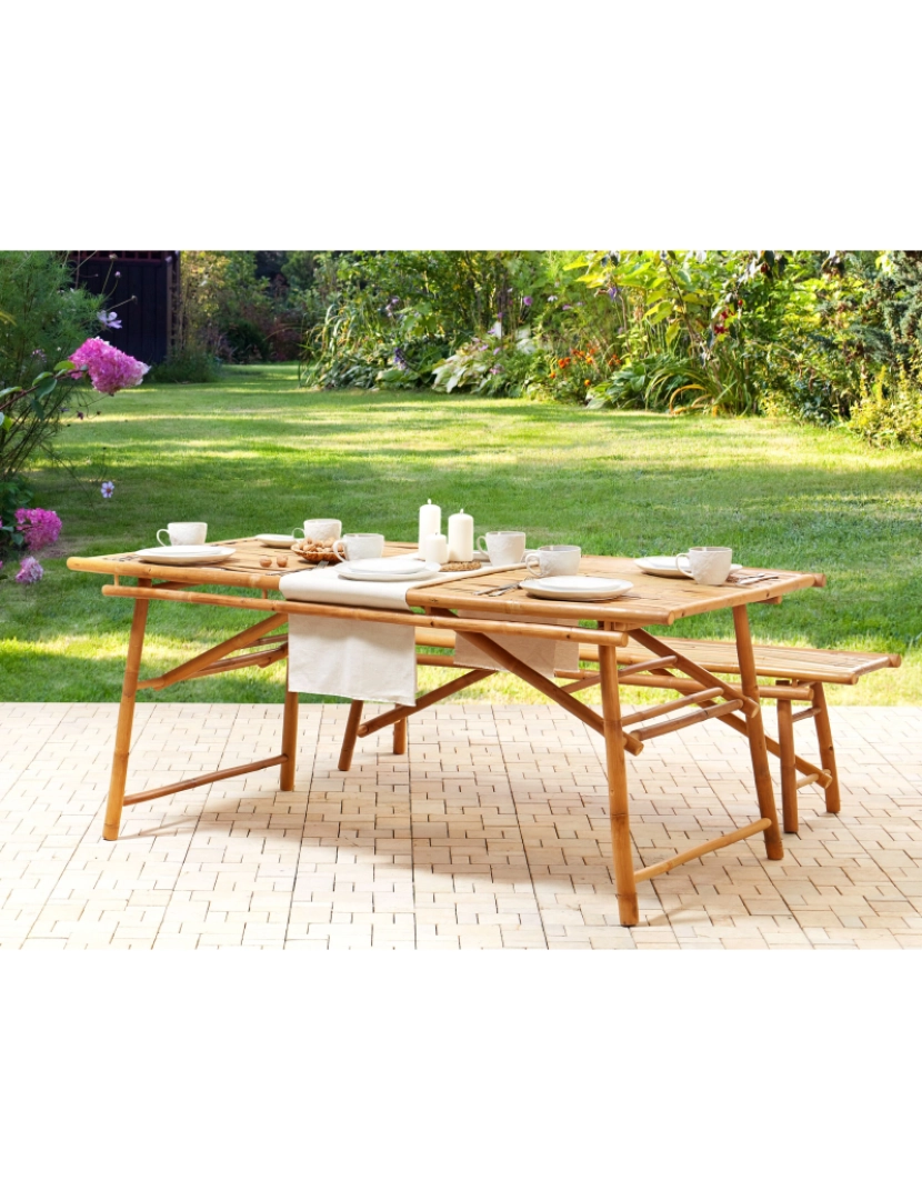 imagem de Mesa de jardim 180 x 90 cm Madeira maciça Castanho claro TINDARI2