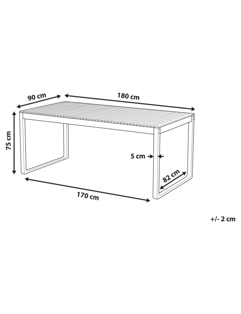 Beliani - Mesa de jardim 180 x 90 cm Madeira maciça Castanho escuro SASSARI