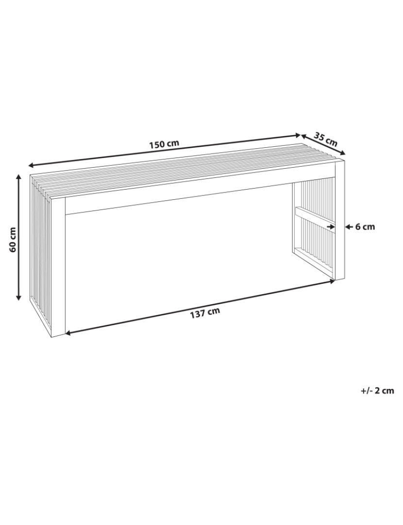 Beliani - Mesa de jardim 150 x 35 cm Madeira maciça Castanho claro BELLANO