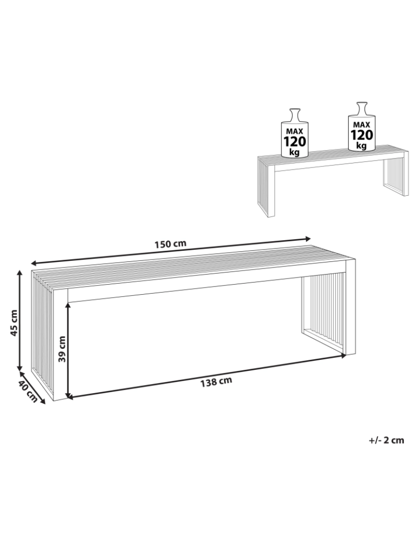 imagem de Banco Madeira 150 cm Castanho claro SULZANO1