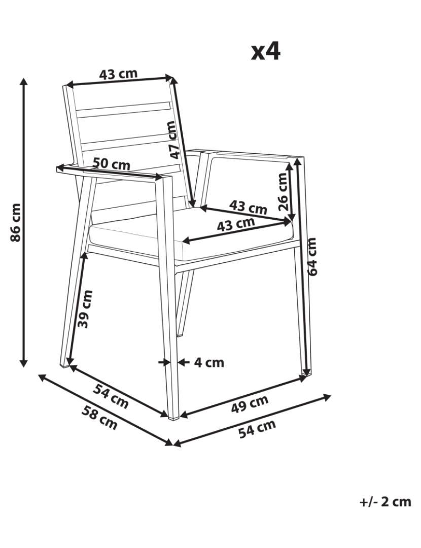 imagem de Cadeira de jardim Conjunto de 4 Metal Cinzento TAVIANO1