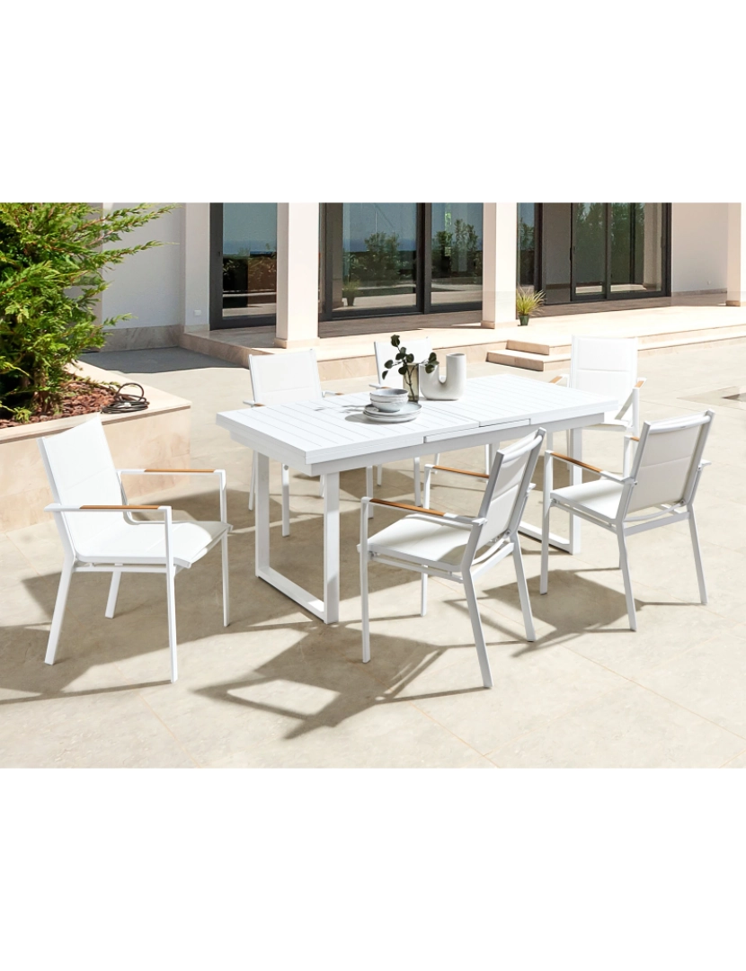 imagem de Mesa de jardim 180/240 x 90 cm Metal Branco VALCANETTO2