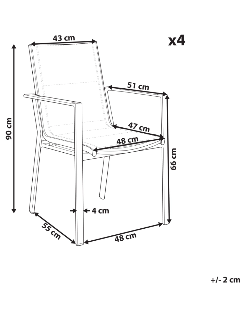 Beliani - Cadeira de jardim Conjunto de 4 Metal Cinzento BUSSETO