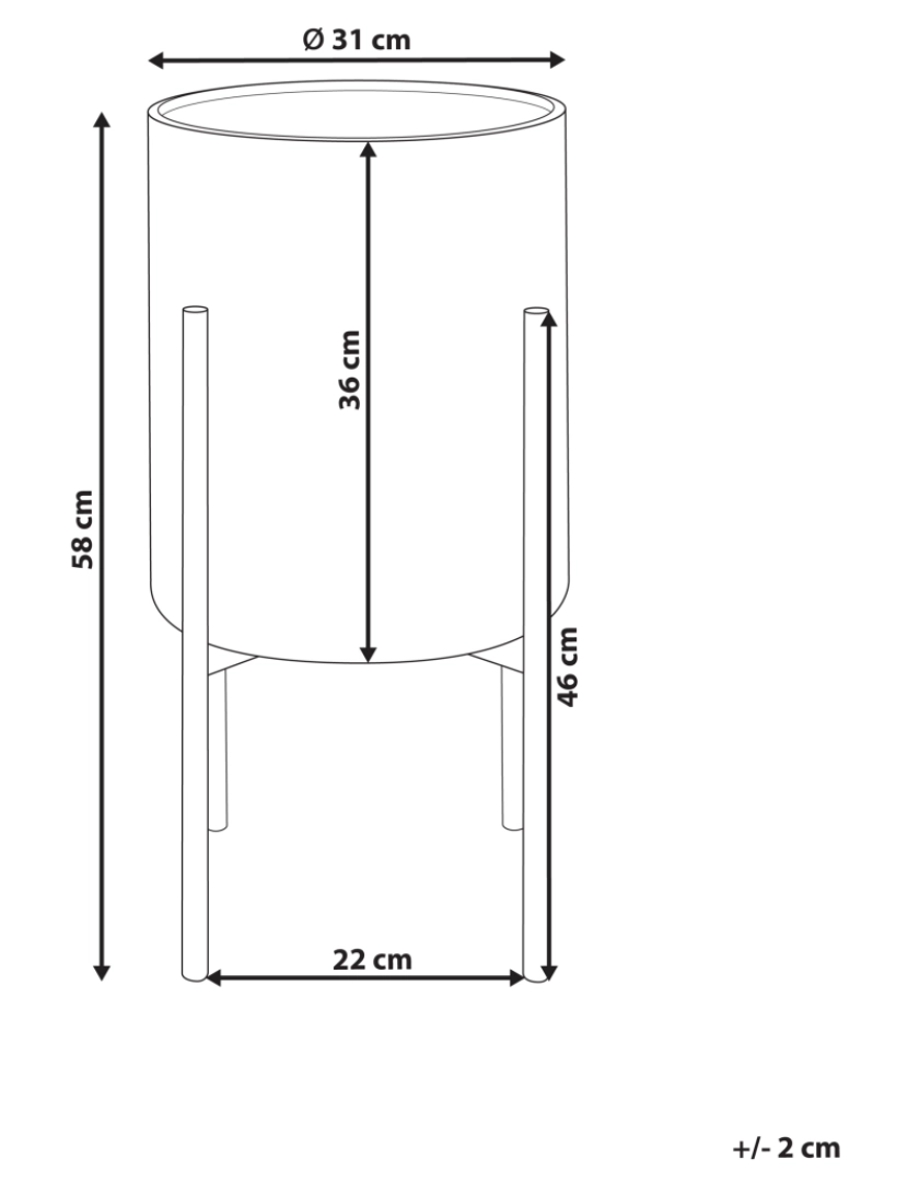 Beliani - Vaso para plantas em metal com pernas em metal creme 31 x 31 x 58 cm ALPINUS