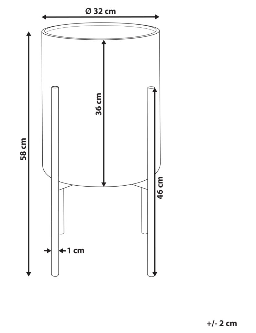 Beliani - Vaso para plantas com pernas em metal preto 32 x 32 x 58 cm SEROTINA