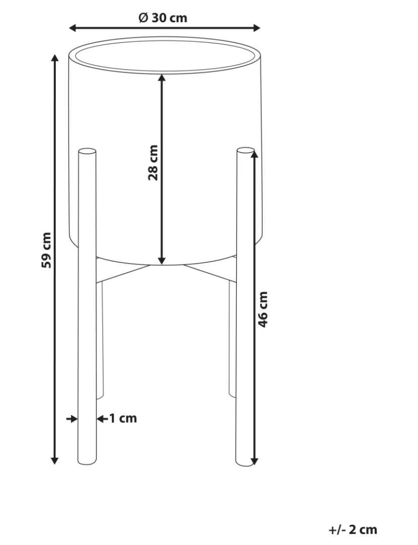 Beliani - Vaso para plantas com pernas metálicas cinzento 30 x 30 x 59 cm PINSAPO