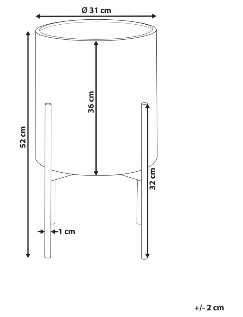 Beliani - Vaso para plantas com pernas em metal cinzento 31 x 31 x 52 cm ALATUM