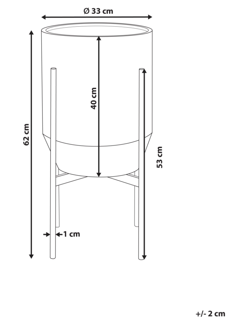 Beliani - Vaso para plantas com pernas metálicas cinzento 33 x 33 x 62 cm HYBRIDUM