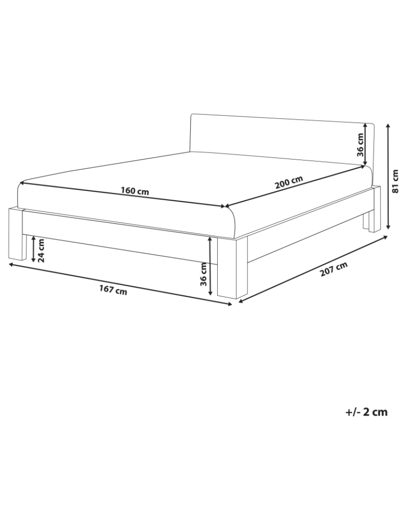 Beliani - Cama de casal em madeira branca 160 x 200 cm ROYAN