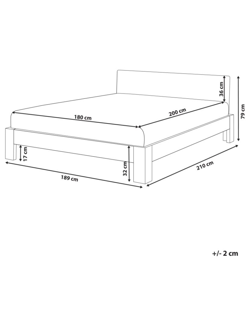 Beliani - Cama de casal em madeira branca 180 x 200 cm ROYAN