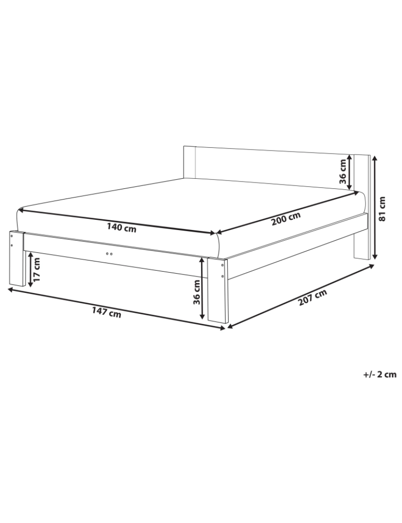 Beliani - Cama de casal em madeira branca 140 x 200 cm ROYAN