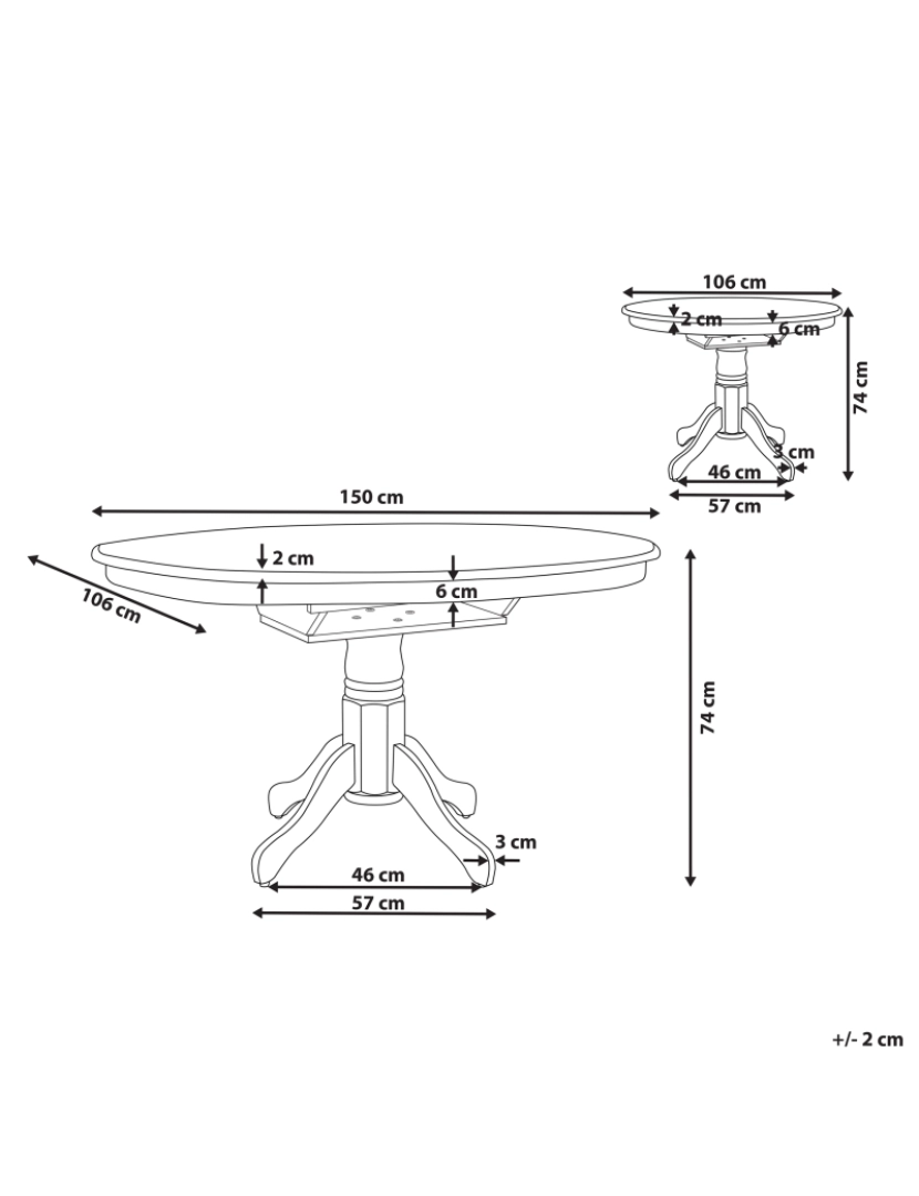 imagem de Mesa de jantar extensível preta 106/150 x 106 cm AKRON1