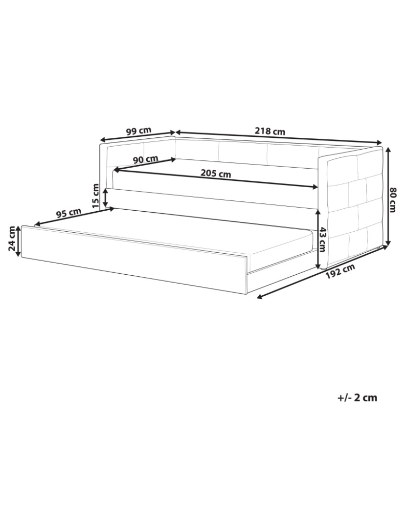 Beliani - Cama dupla em veludo cinzento claro 90 x 200 cm CHAVONNE