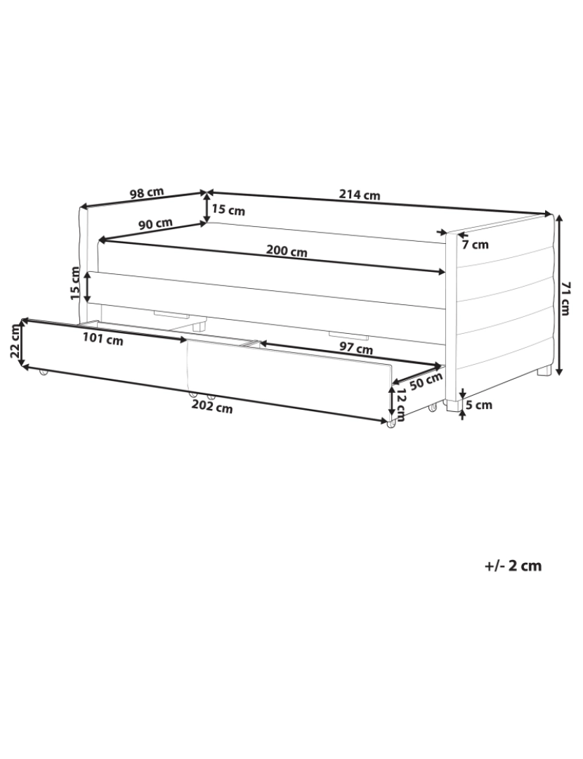 Beliani - Cama de solteiro com arrumação em veludo cinzento claro 90 x 200 cm MARRAY