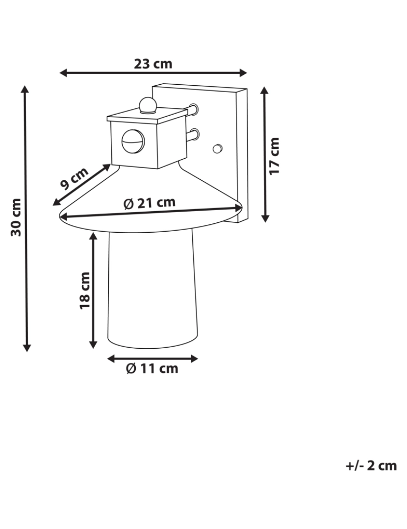 Beliani - Candeeiro de parede com sensor de movimento preto 30 cm GOODIE