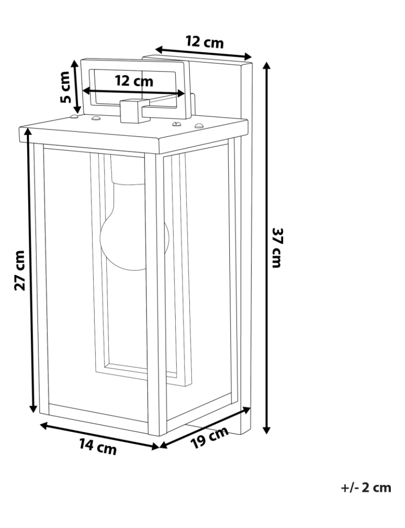 Beliani - Candeeiro de parede com sensor de movimento preto 37 cm GALA