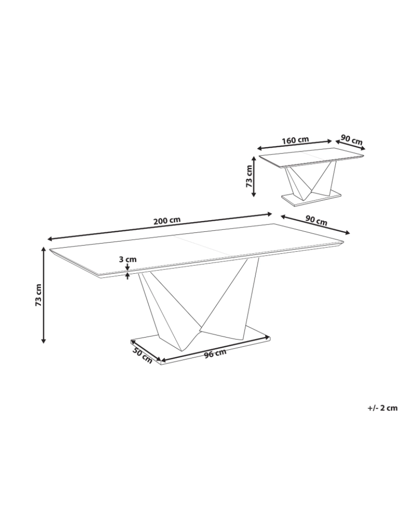 imagem de Mesa de jantar extensível em efeito de betão 160/200 x 90 cm ALCANTRA1