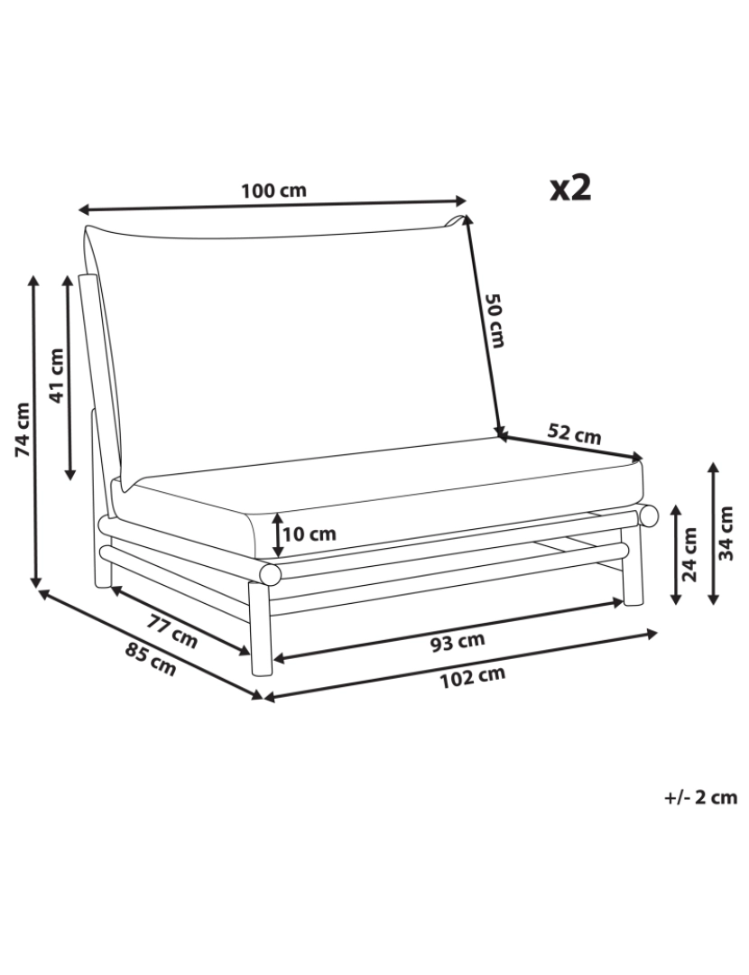 Beliani - Cadeira de jardim Conjunto de 2 Madeira Branco creme TODI