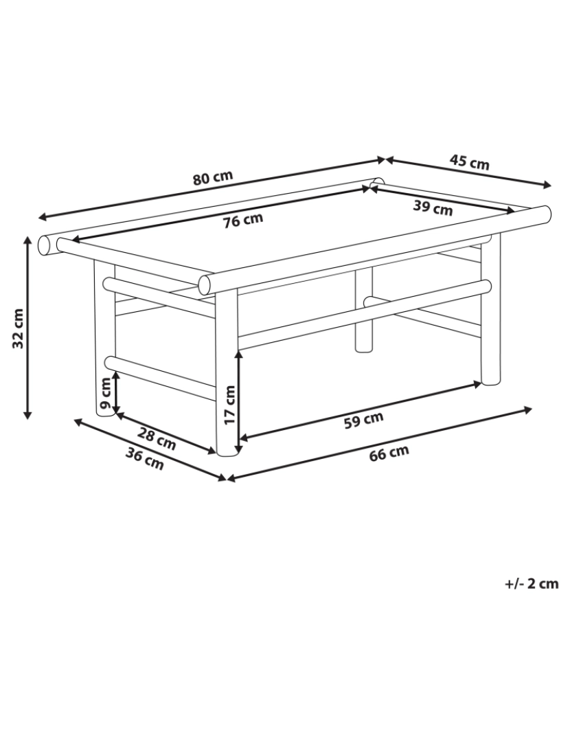 Beliani - Mesa de jardim 80 x 45 cm Madeira maciça Castanho claro TODI