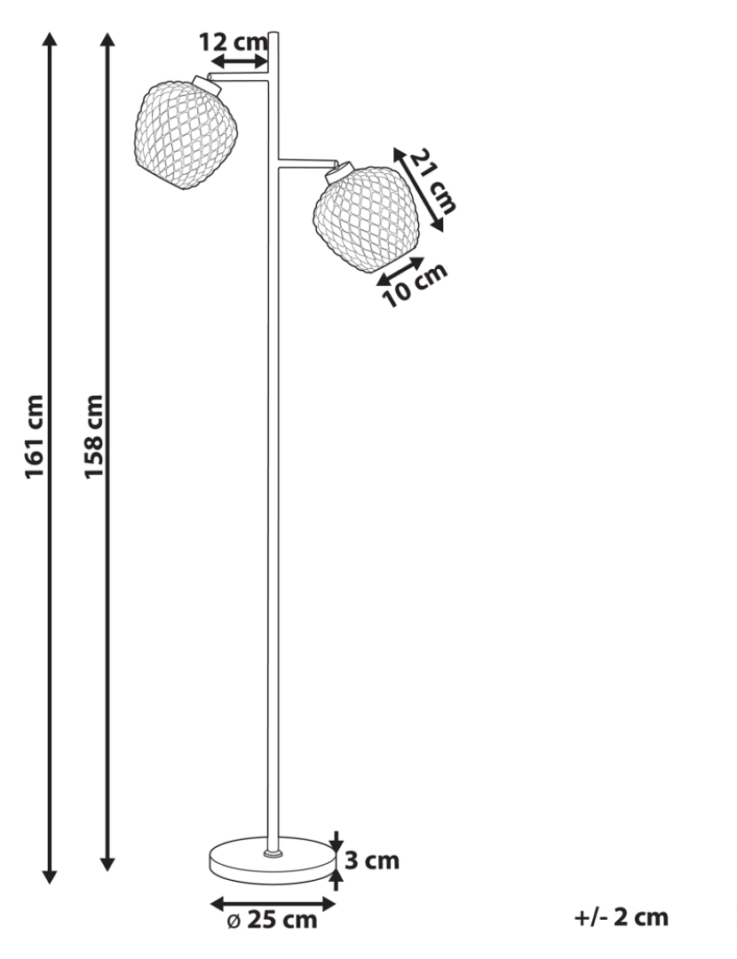 imagem de Candeeiro de pé com 2 abajures em metal cinzento 161 cm SHERRY1