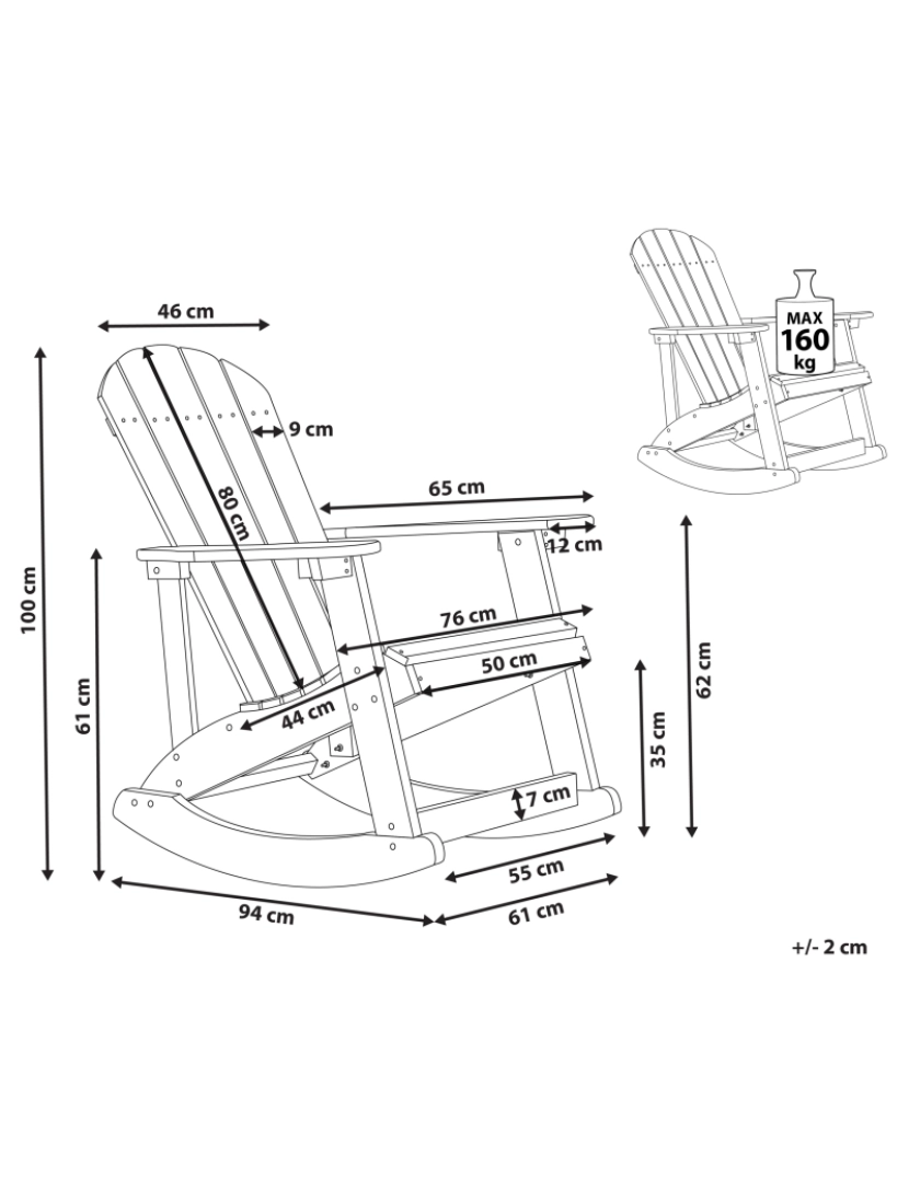 Beliani - Cadeira de jardim Derivado de madeira Cinzento escuro ADIRONDACK