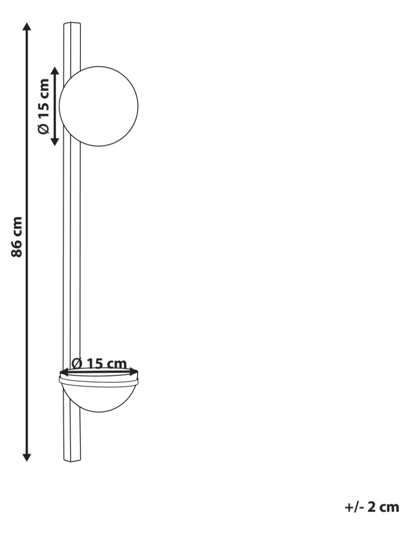 imagem de Candeeiro de parede com 1 abajur e vaso em metal preto 55 cm ISABELLA1