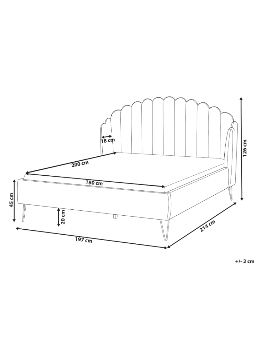 Beliani - Cama de casal em tecido creme 180 x 200 cm AMBILLOU