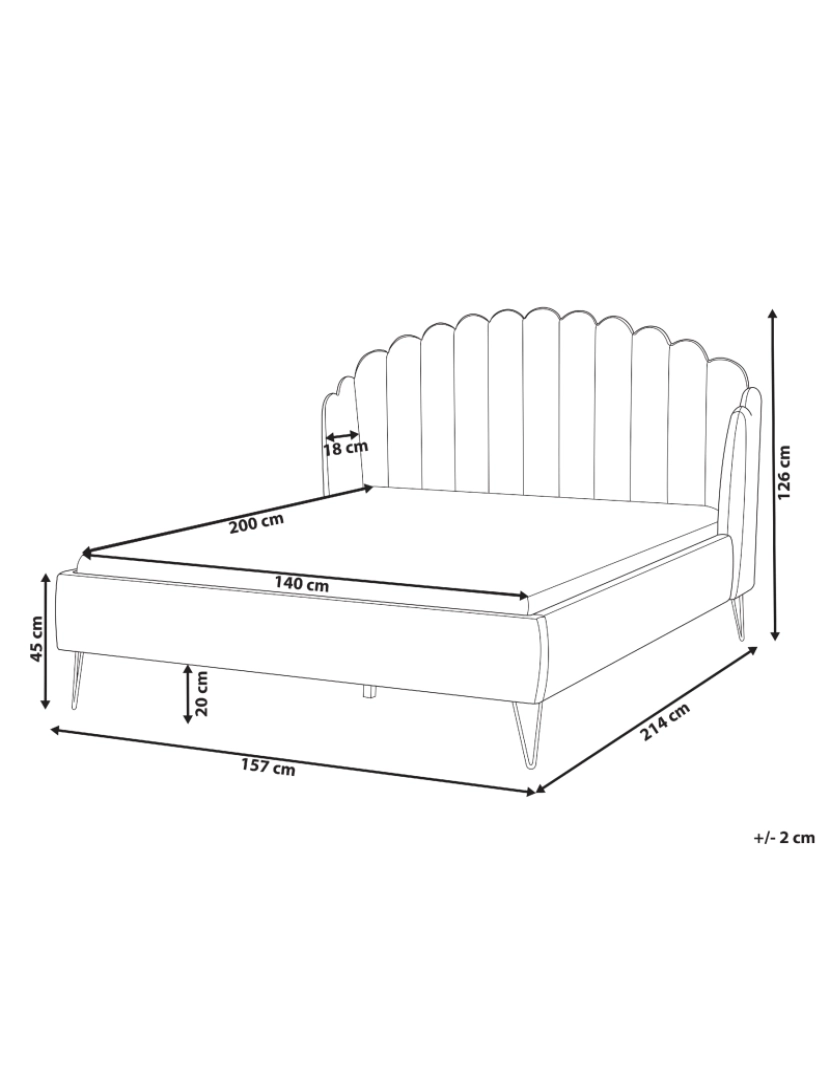 Beliani - Cama de casal em tecido creme 140 x 200 cm AMBILLOU