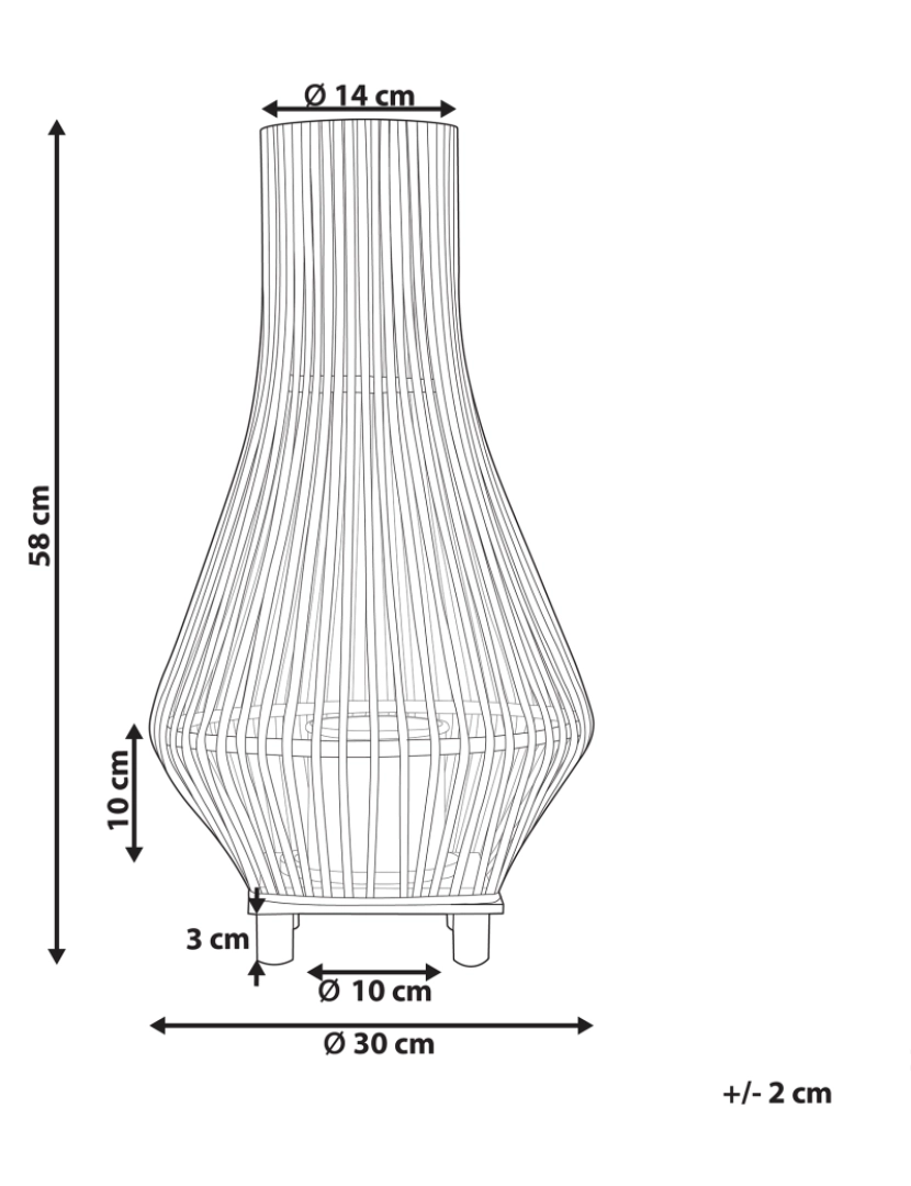 Beliani - Lanterna decorativa em bambu preto 58 cm LEYTE