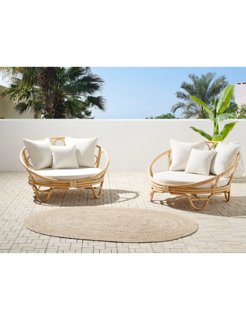 imagem de Conjunto de 2 Cama de jardim Rattan Natural ROSSANO2