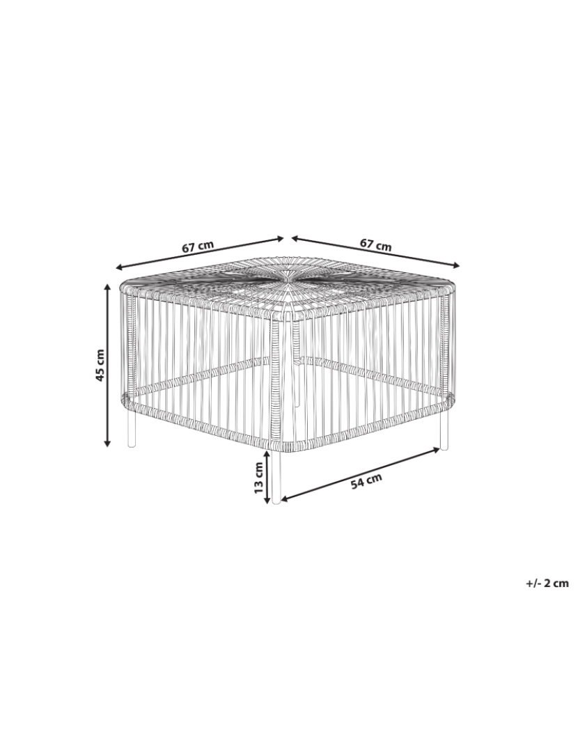 Beliani - Mesa de centro em rattan natural e preto 67 x 67 cm CESENATICO