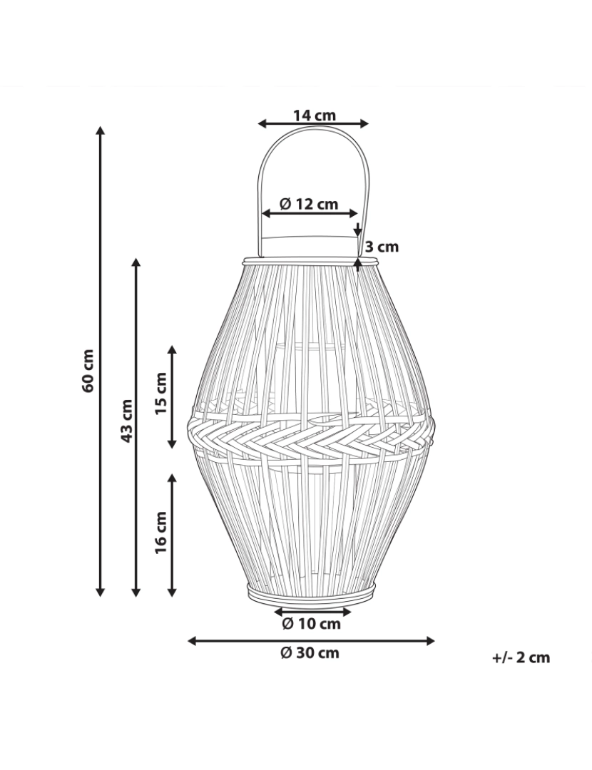 Beliani - Lanterna em madeira de bambu escura 43 cm PANAT