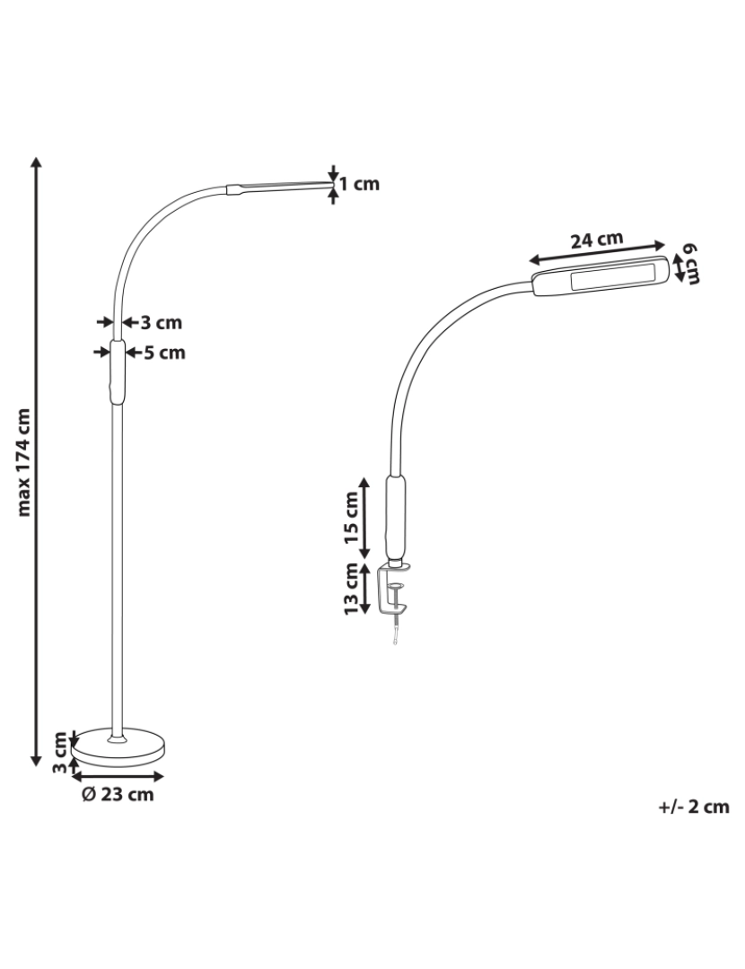 imagem de Candeeiro de pé LED com controlo remoto preto 174 cm APUS1