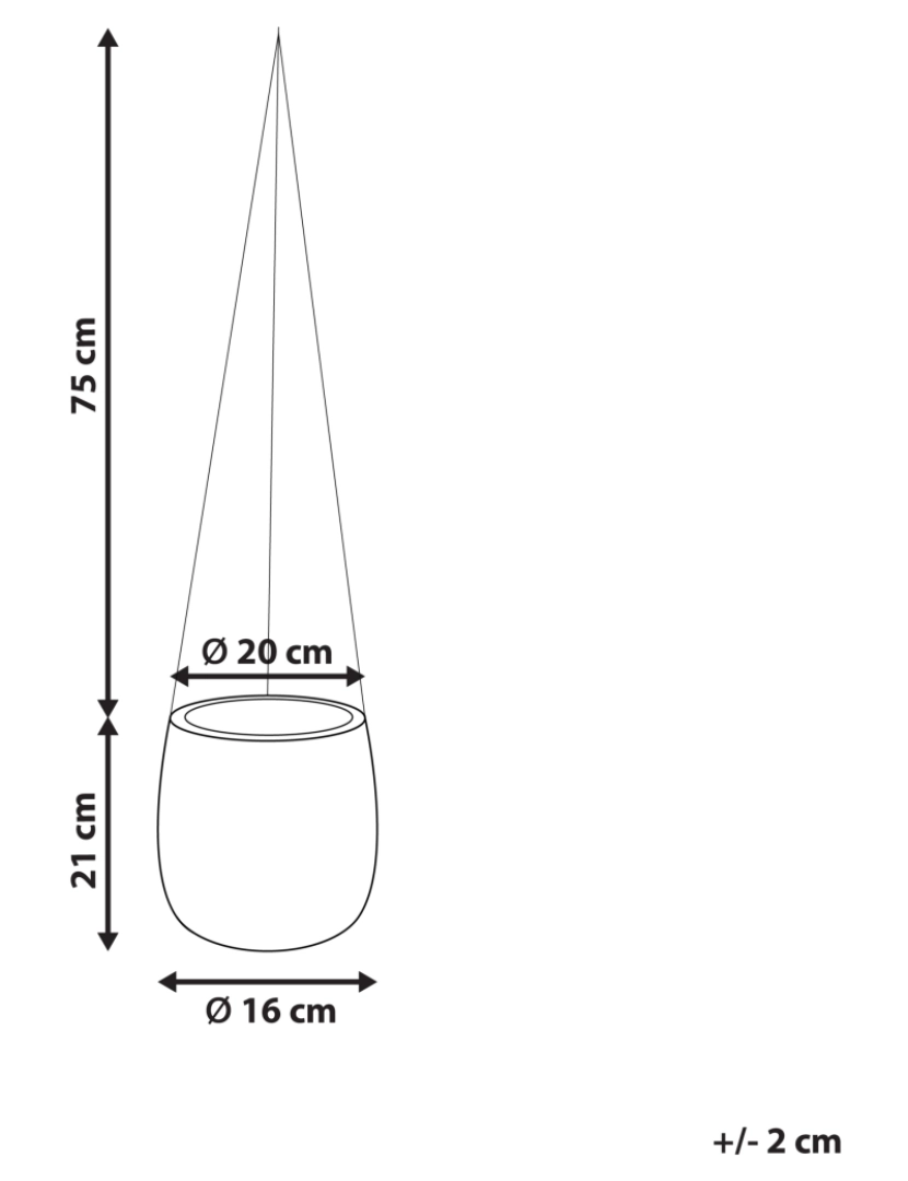 Beliani - Vaso para plantas suspenso em fibra de argila taupe 20 x 20 x 21 cm LIVADIA