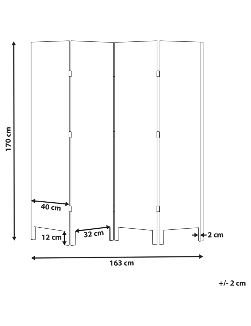 Beliani - Biombo com 4 painéis em madeira castanha escura 170 x 163 cm AVENES