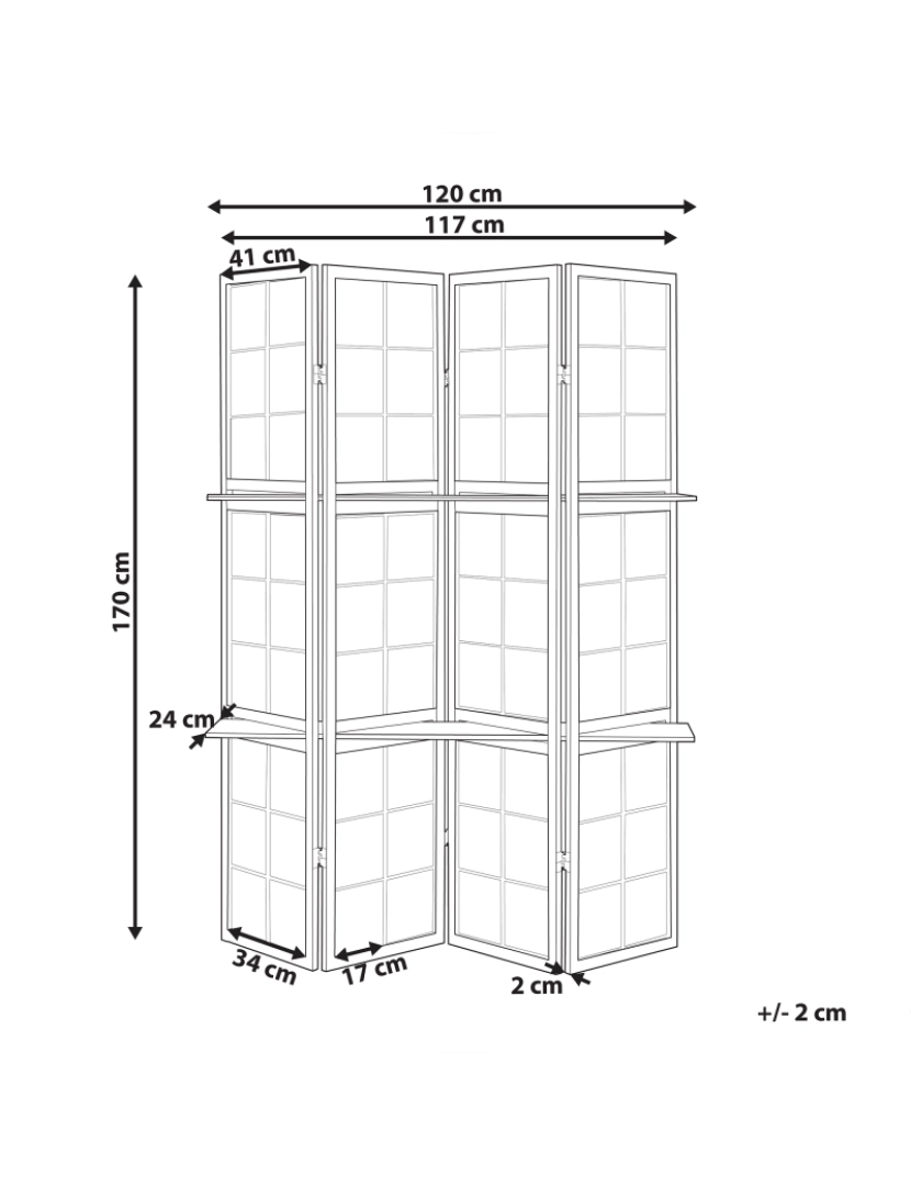 Beliani - Biombo com 4 painéis em madeira preta 170 x 120 cm GOMAGOI
