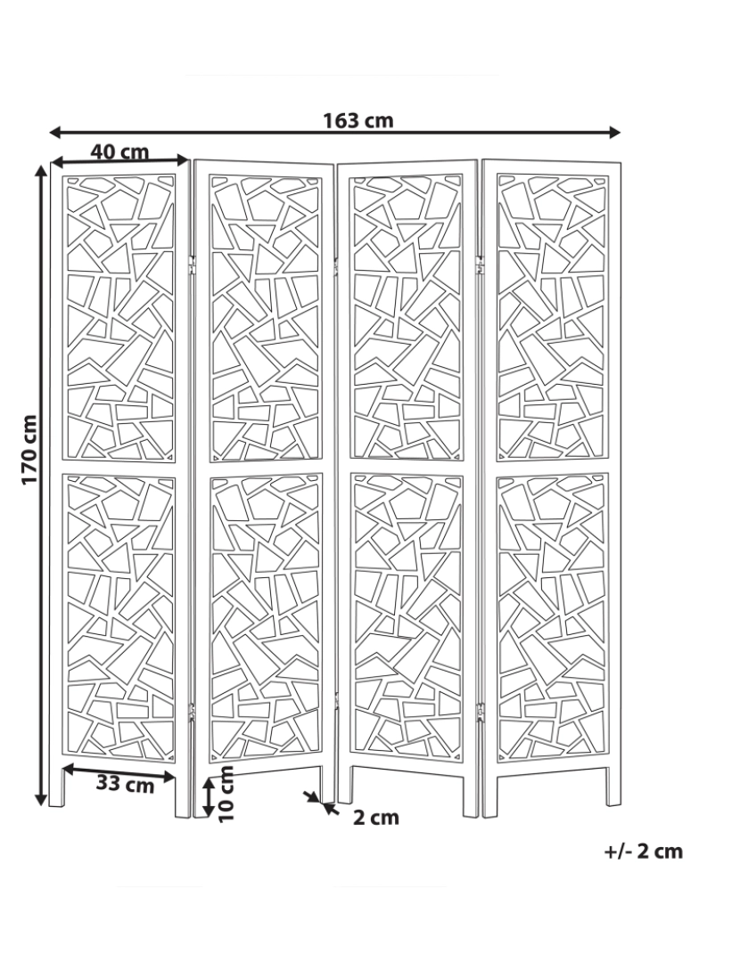 Beliani - Biombo com 4 painéis em madeira preta 170 x 163 cm PIANLARGO