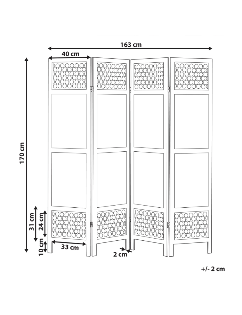 Beliani - Biombo com 4 painéis em madeira castanha clara 170 x 163 cm CERTOSA