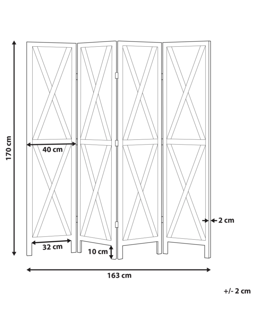 Beliani - Biombo com 4 painéis em madeira branca 170 x 163 cm RIDANNA