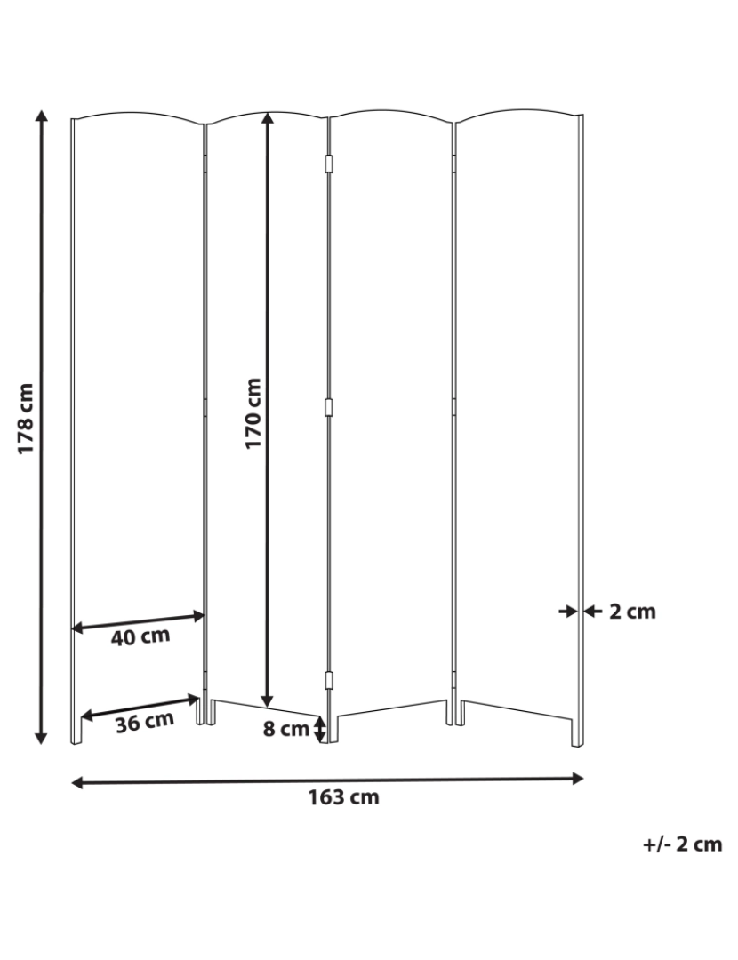 Beliani - Biombo com 4 painéis em corda de papel preta 178 x 163 cm LAPPAGO