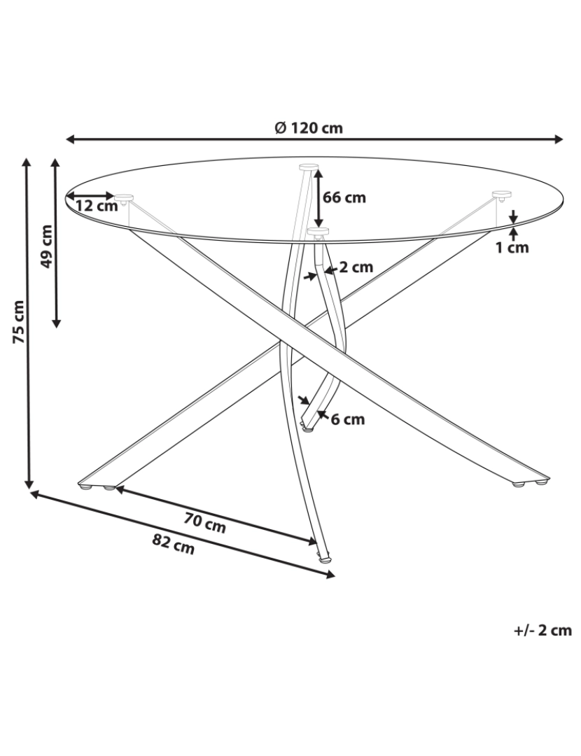 Beliani - Mesa de jantar redonda com vidro temperado e pernas prateadas ⌀ 120 cm MARAMO