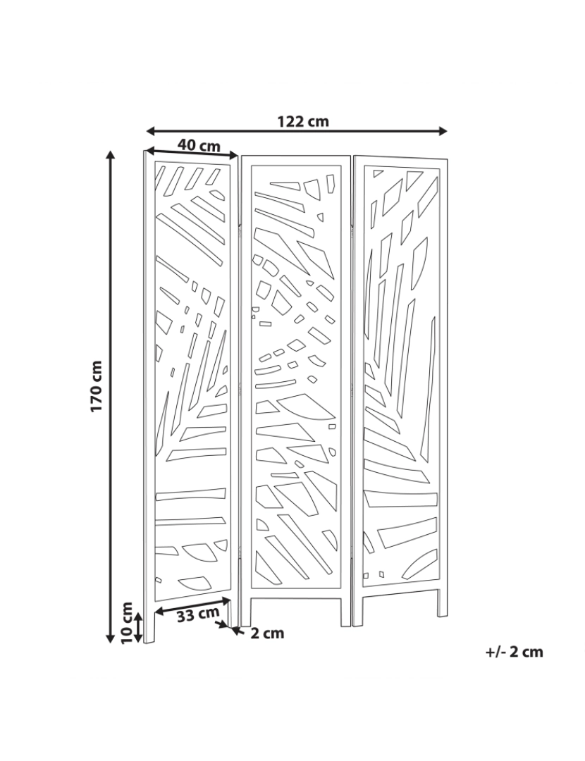 Beliani - Biombo com 3 painéis em madeira castanha clara 170 x 122 cm VERNAGO