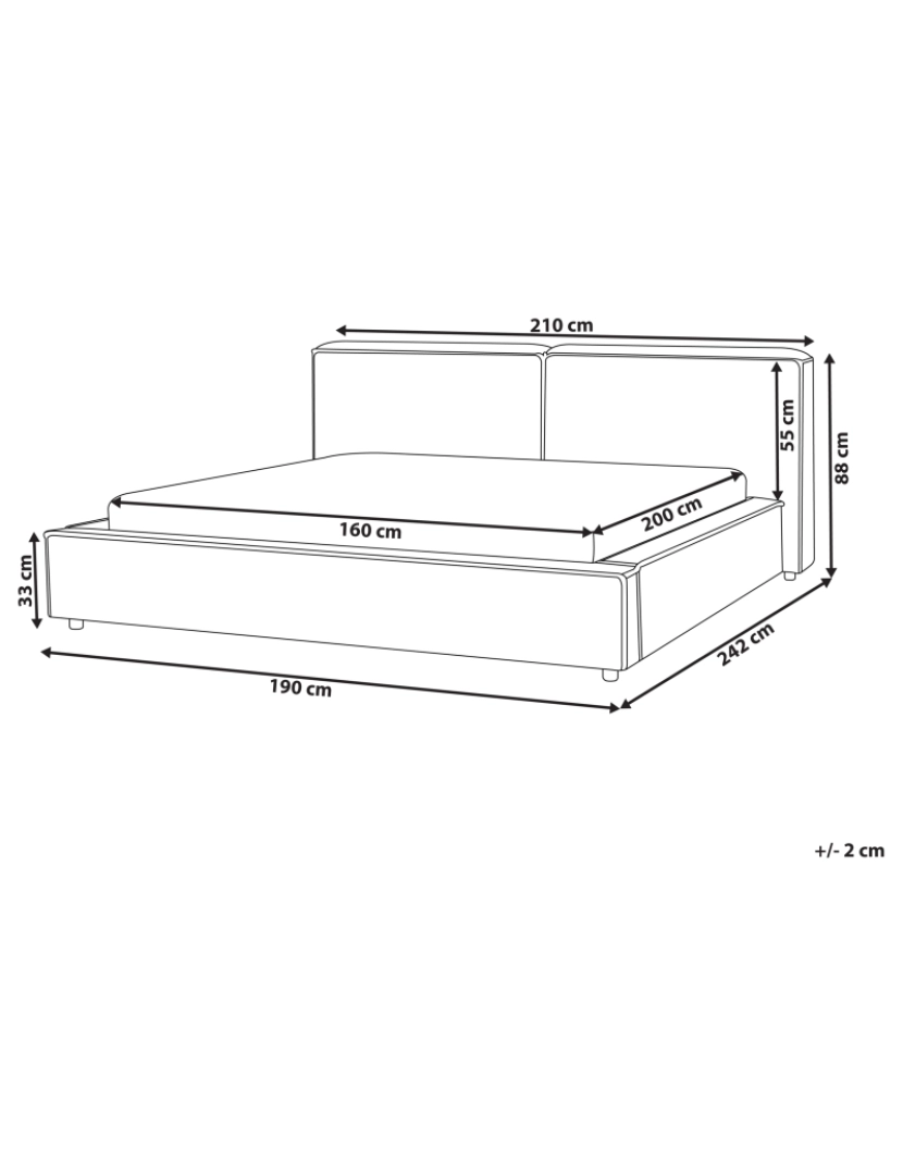 Beliani - Cama de casal em tecido cinzento 160 x 200 cm LINARDS