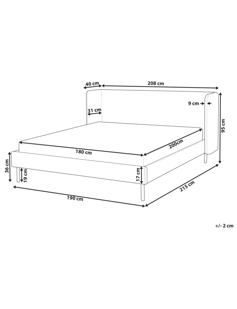 Beliani - Cama de casal em veludo taupe 180 x 200 cm ARETTE