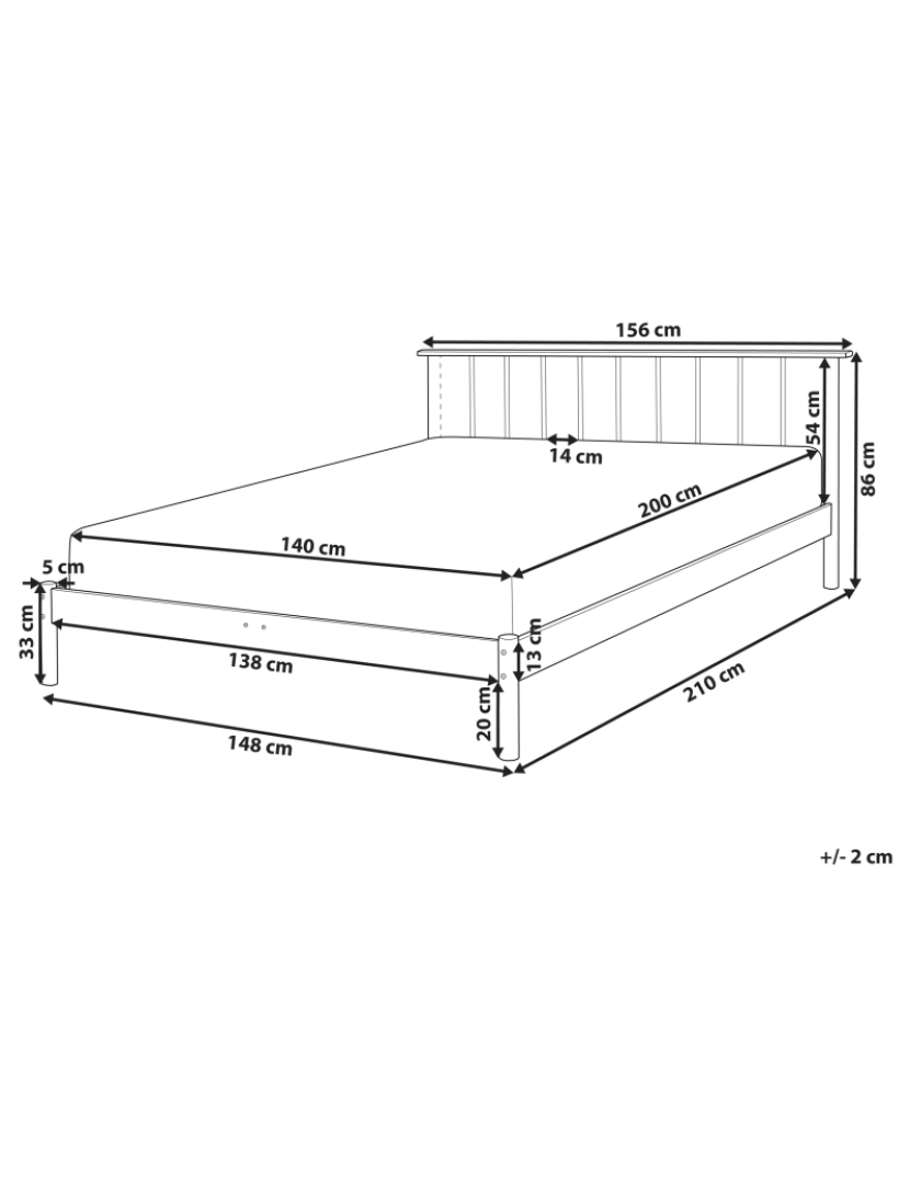 Beliani - Cama de casal em madeira clara 140 x 200 cm BARRET II