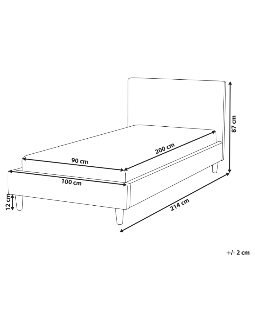 Beliani - Cama de solteiro em veludo azul 90 x 200 cm FITOU