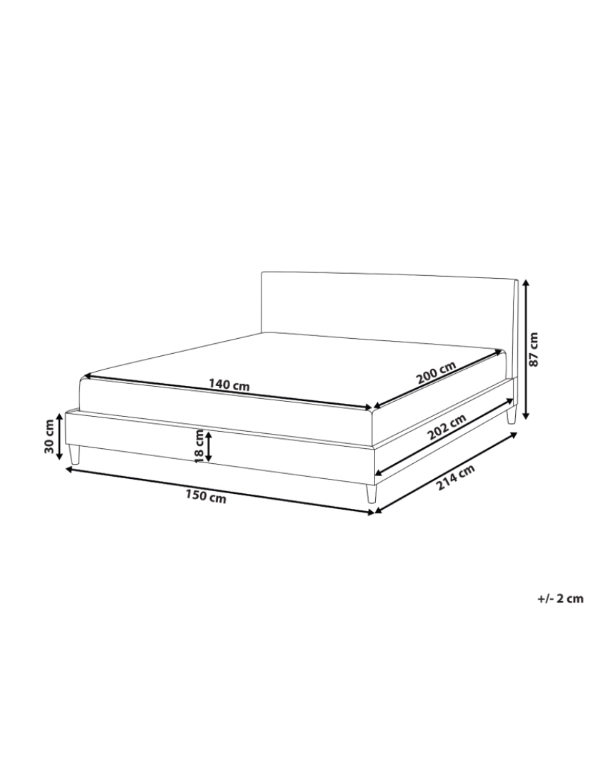 imagem de Cama de casal em tecido cinzento claro 140 x 200 cm FITOU1