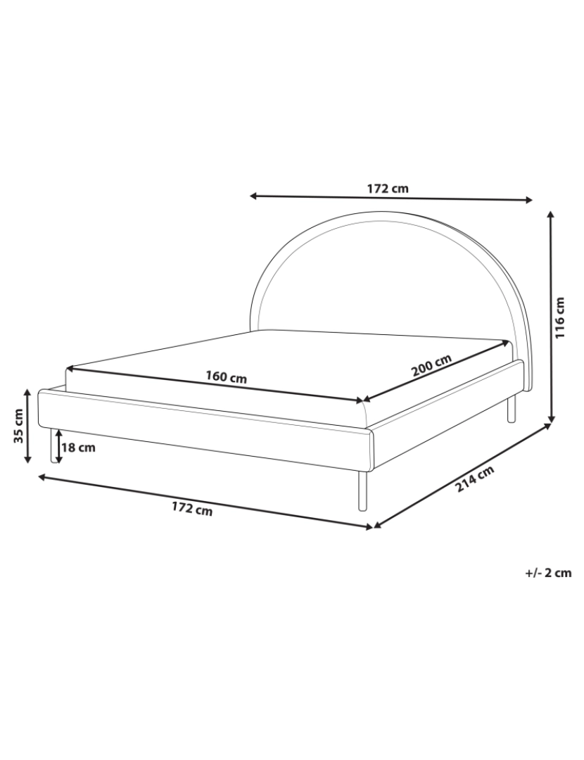 Beliani - Cama de casal em bouclé branco 160 x 200 cm MARGUT