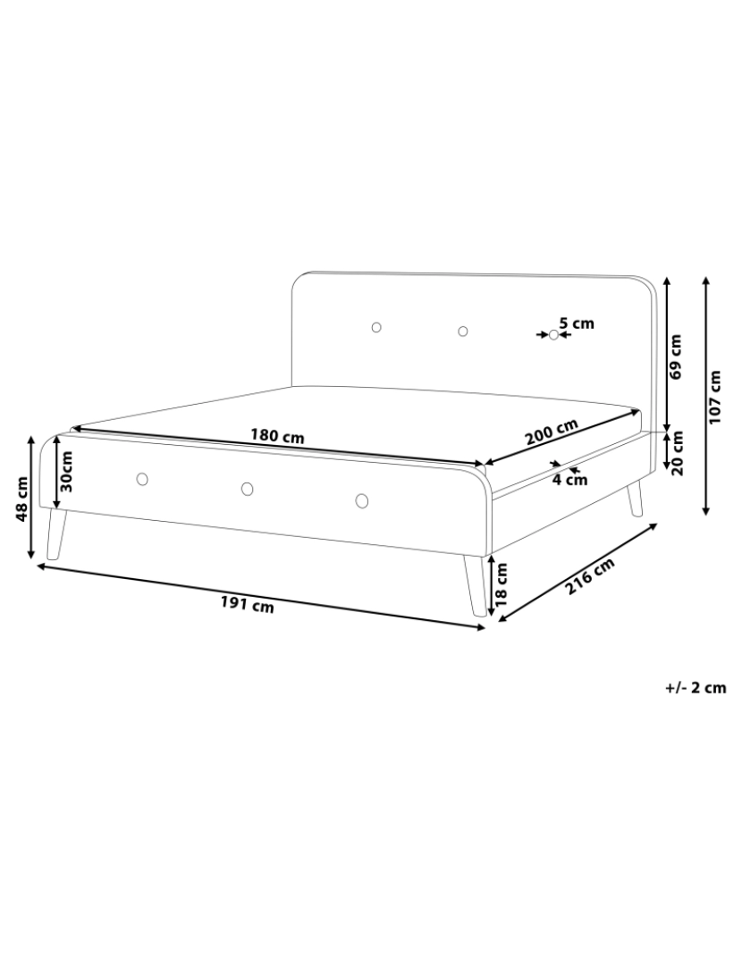 Beliani - Cama de casal creme com estrado 180 x 200 cm RENNES